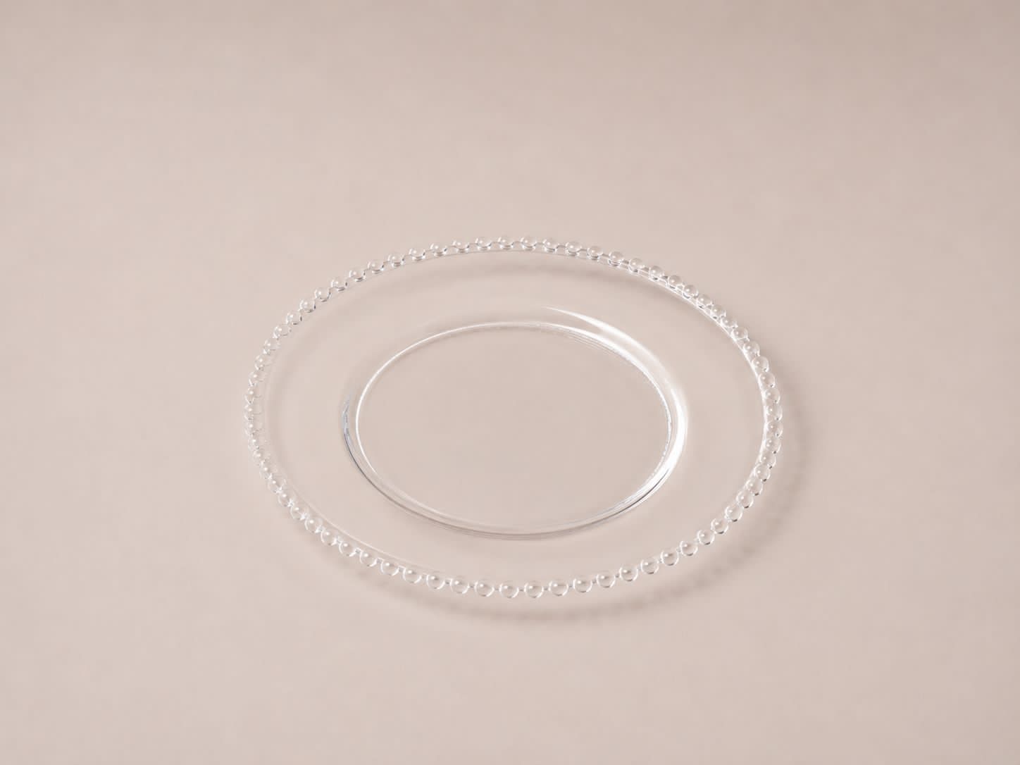 Transparenter Glas-Platzteller mit Perlenrand, 33 cm