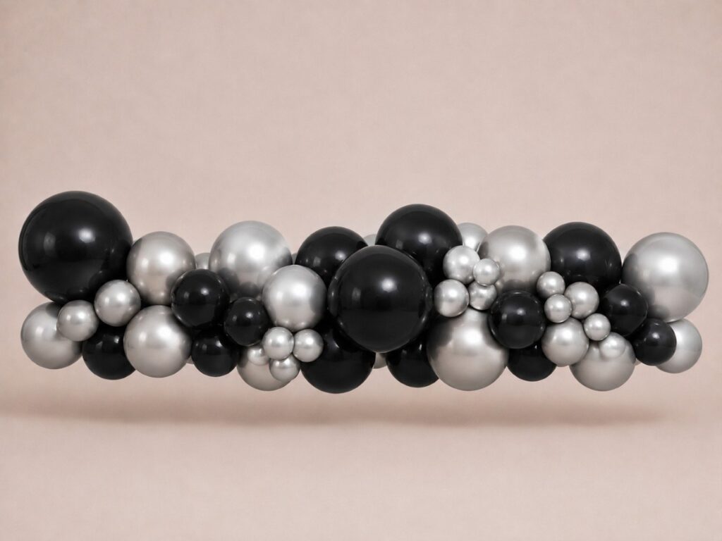 Ballongirlande in Schwarz und Silber – Kimimooi Events, Krefeld