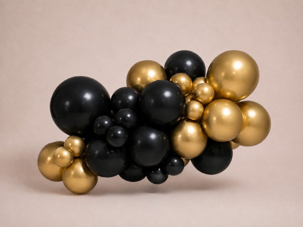 Ballonwolke in Schwarz und Gold – Kimimooi Events, Krefeld